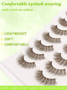 8 Pairs Natural Voluminous Brown Eyelashes, Multi-Layer Fluffy 5D 3D Curved Brown Eyelashes - Brown - View 4