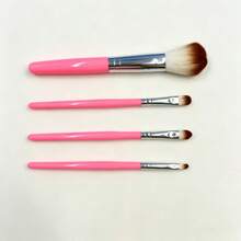 4Pcs Women Cosmetic Makeup Brushes, Soft Hair Face Powder Brush & Small Eye Makeup Brushes, Travel Beauty Tool - Pink - View 4