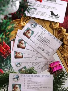 4 Styles Santa Claus Sleigh Driver's License Cards, Vintage ID Layout, Printed With Santa Claus Portrait And North Pole Reindeer Text, American Retro Fun Style Suitable For Winter Christmas, Can Be Used As Surprise Props For Christmas Gift Box Matching, Family Party, Holiday Interactive Cards - Multicolor - View 5