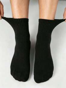 5/10pairs Men's Black Spring/Summer Casual Mid-Calf Socks, Soft & Breathable Sports Socks, Moisture-Wicking, Suitable For Daily Wear, Home, Business - Multicolor - View 2