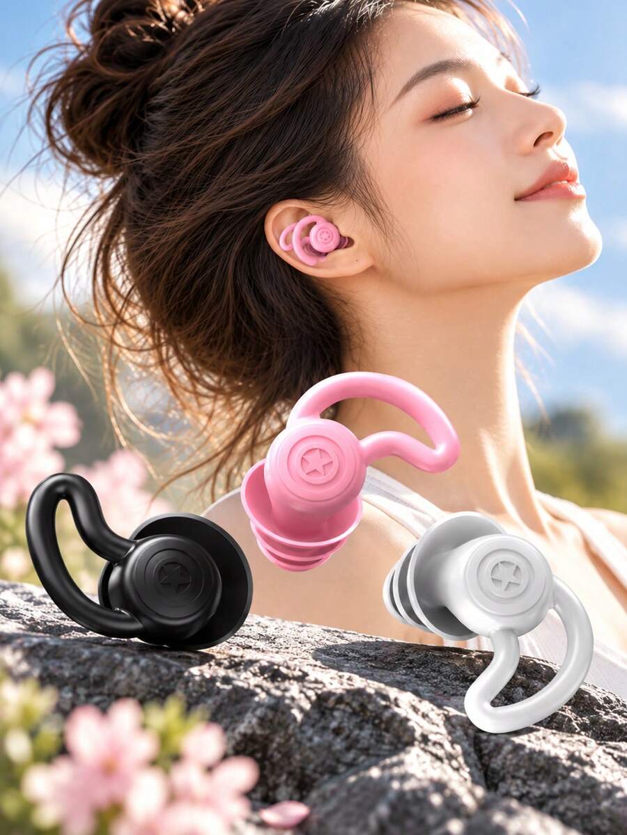 1對隔音矽膠耳塞,防水,適用於游泳、睡眠、潛水、衝浪,柔軟舒適(隨機款式) - 多色 - 查看 1