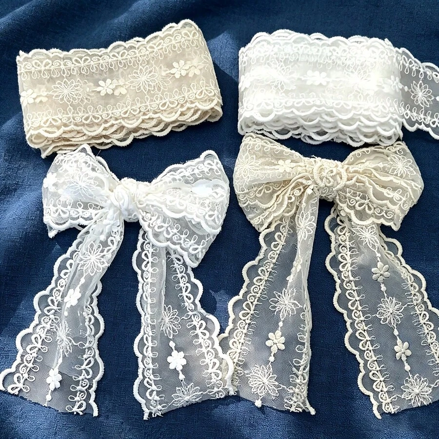 1/5 Yard Lace, Suitable For Sewing Lace Ribbon, Mesh Embroidery Lace Trim, DIY Accessories, Home Textiles, Headwear And Craft Accessories, Also Applicable For DIY Clothing And Dress Sewing. - Multi-color H - View 1