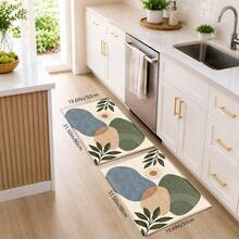 1PC Rust Orange Blue Leaf Print Faux Cashmere Rug, Contemporary Abstract Rectangular Area Rug And Floor Mat With Wavy Color Blocks, Artistic Home Decor For Living Room, Bedroom, Kitchen Or Hallway - Multicolor - View 15