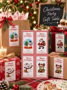 300pcs Christmas Gift Sealing Stickers Cute Festive Holiday Labels Self Adhesive Gift Box Packaging Party Favor Present Wrapping New Year DecorationsAssorted - Multicolor - View 3