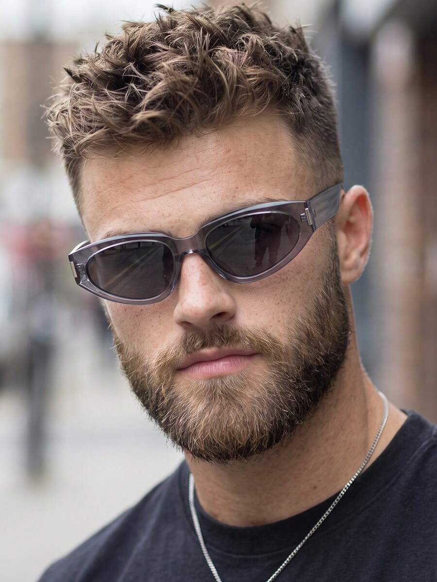 1 Pair Men's Transparent Gray Cat Eye Retro Wide Frame Minimalist Solid Color Personalized Outfit Street Style Fashion Glasses - Transparent Gray - View 1