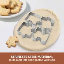 4Pcs Christmas Puzzle Shaped Cookie Cutters Set, Stainless Steel Interlocking Biscuit Molds For Xmas Party DIY Baking Fondant Fruit Chocolate Cake Decorating And Clay Craft Making - View 7