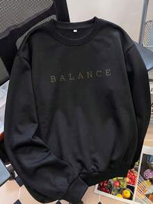 Women's Black Long Sleeve Crew Neck Pullover Sweatshirt, Printed With Brain And Heart Pattern, Ribbed Details, Regular Length, Ideal For Autumn Streetwear - Black - View 4