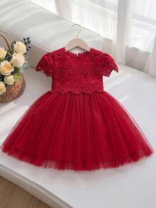 Burgundy Lace Tulle Dress, Flower Girl Dress For Wedding, Birthday Party, Special Occasion - Burgundy - View 4