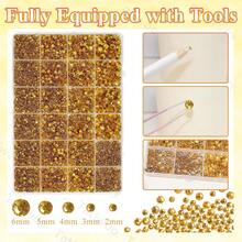 24pcs Gold Rhinestones, Stunning Handmade Clothing Decoration Set, Assorted Sizes Mixed Jelly Resin Gemstones, Gold Gemstone Decor, Flat Back Resin Rhinestones For Handmade Clothing DIY And Face Makeup - Golden Yellow - View 3