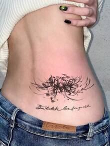 1pc Temporary Tattoo, Temperature Sensitive Color Changing Spider Lily With English Quote Pattern Black To Pink, Realistic Fake Tattoo Design, For Daily, Bachelorette Party Favors, Music Festival, Game, Graduation Gift, Lasts 3-5 Days - Multicolor - View 6