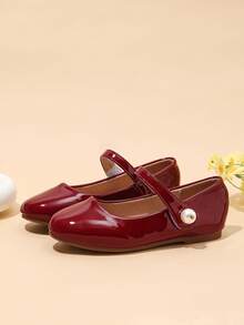 1 Pair Flat Shoes For Sweet Girls In Spring And Summer - Burgundy - View 2