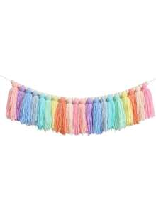 1 Set Macaron Color Yarn Tassel Garland, 1st Birthday High Chair Banner, Macaron Theme Birthday Decoration, Cake Smash Photo Props, Background Photo Props - Multicolor - View 8