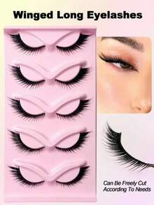5 Pairs New Fox Eye/Cat Eye False Eyelashes, Create Charming Makeup, Natural Curl And Length, Sexy Eyelashes Enhance Charm, Suitable For Halloween - View 2