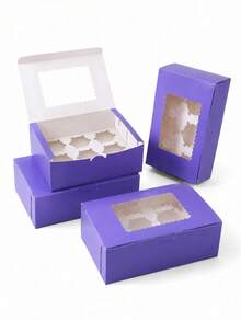 2/4/8PCS Foldable Paper Gift Boxes, Minimalist Solid Purple Rectangular Design With Tuck-In Lids, For Gift Packing & Party Favor Presentation, Birthday, Wedding, Anniversary & Halloween, Gift Packaging, Party Supplies - Multicolor - View 2
