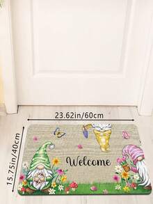 1pc Christmas Creative Multi-Color Spring/Summer Butterfly & Dwarf Sponge Print Floor Mat, Soft Non-Slip Absorbent Velvet Carpet, Perfect Christmas Home Decor For Living Room, Sofa Front, Bedside, Kitchen, Hallway, Bathroom, Bedroom, Outdoor Rug, Outdoor Decoration, Christmas Decoration - A - View 4