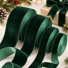 1 Roll Burgundy Soft Flocked Ribbon, Bright Color Flocked Tape, Suitable For Bow Clothing Design, Waistband, Hair Tie Material, Ribbon Flower Wrapping, Gift Decoration, Christmas Wreath Gift Decoration, Christmas Tree Gift Packaging DIY Flocked Ribbon - Burgundy - View 12
