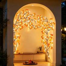 1pc Flexible Maple Leaf Branch String Light, Glowing Maple Vine Light, USB Powered, 8 Flashing Modes, Decorative Atmosphere Light, Suitable For Wall, Bedroom, Living Room, Autumn Home Decor And Thanksgiving - Maple Leaf Rattan - View 3