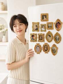 10 buah/1 buah Bingkai Foto Resin Mini Vintage Mewah Bergaya Barok, Dekorasi Bingkai Foto Mini Rumah Boneka Natal DIY, Cocok untuk Adegan Dongeng, Pajangan Jendela, Pajangan Perhiasan, dan Hadiah untuk Keluarga dan Teman - MultiWarna - View 6