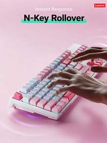 Lenovo Keyboard Mekanik GK10, keyboard berkabel ukuran penuh 104 tombol dengan tombol yang dapat diganti panas (hot-swappable) dan anti-ghosting penuh. Ideal untuk esports, gaming, dan penggunaan kantor. - View 6