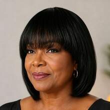 Bob Wig Human Hair Wig Straight Hair Wig Pixie Cut Wig Black Short Hair Wig With Bangs Elastic Mesh Cap Suitable For Everyday Wear - Natural Black - View 3