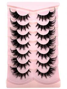 7 Pairs 3D Faux Mink One-Piece Dense False Eyelashes - Black - View 2