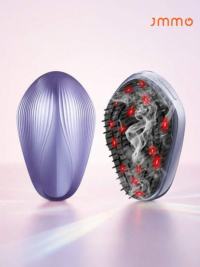 JMMO Portable Mist Scalp Massage Hair Brush, Red Light Therapy Vapor Hair Care Comb, Rechargeable Anti-Static Hair Growth Massager For Dry Damaged Hair Home Salon