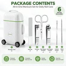 6pcs Portable Luggage Nail Care Set, Compact Stainless Steel Nail Clipper Tool Box, Essential Manicure & Dead Skin Cleaning Tools For Travel And Business Trips - Multicolor - View 7