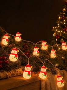 1pc Christmas Snowman String Lights, Battery-Powered, Cute Snowman LED Fairy Lights, Suitable For Holiday Atmosphere In Living Room And Bedroom, Christmas Tree Decorations, Fireplace, Garden, Party Atmosphere Lights - Snowman - View 11