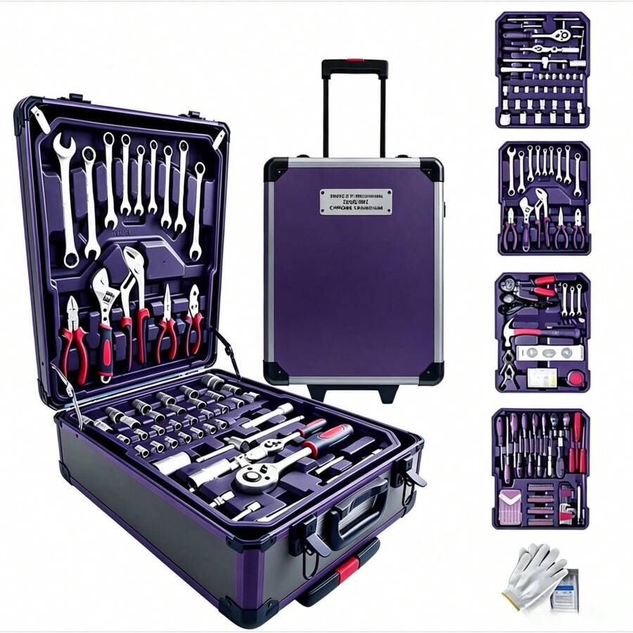 115/46pcs Professional Car Repair Tool Set: Portable Durable And Easy To Use Ratchet Wrench Set - Suitable For Car, Boat, Motorcycle Repair, Home Industrial Maintenance - Includes Carrying Case - Multi-color - View 1