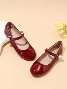 1 Pair Flat Shoes For Sweet Girls In Spring And Summer - Burgundy - View 3