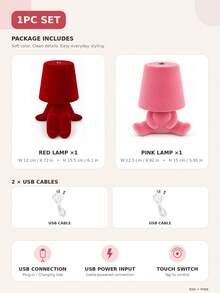 Adorable Character Night Light USB Rechargeable Touch Table Lamp 3 Color Modes Portable Bedside Lamp For Bedroom Desk Living Room Decor - Multi-color light - View 10