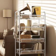 Five-Steel Mesh Basket Storage Trolley, With Wheels - White - T0001-01-8552 - View 7