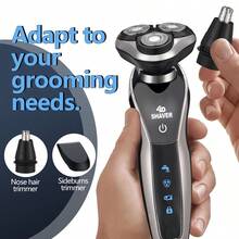 Electric Razor For Men, Combination Electric Shaver Nose Hair Trimmer USBRechargeable Portable Razor 3D Floating Blade Battery Capacity 600mAh - Black Silver - View 6