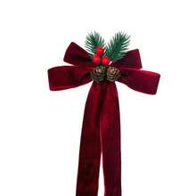 Christmas Velvet Bow Bell Hanging Ornament, Christmas Tree Decoration, Scene Decor, Door Hanging - Multicolor - View 3
