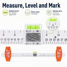 1pc Picture Hanging Tool With Level, Multi-Function Frame Hanging Ruler, Photo, Painting, Mirror Wall Installation Positioning Guide, Home Decor Installation Assistant - C - View 5