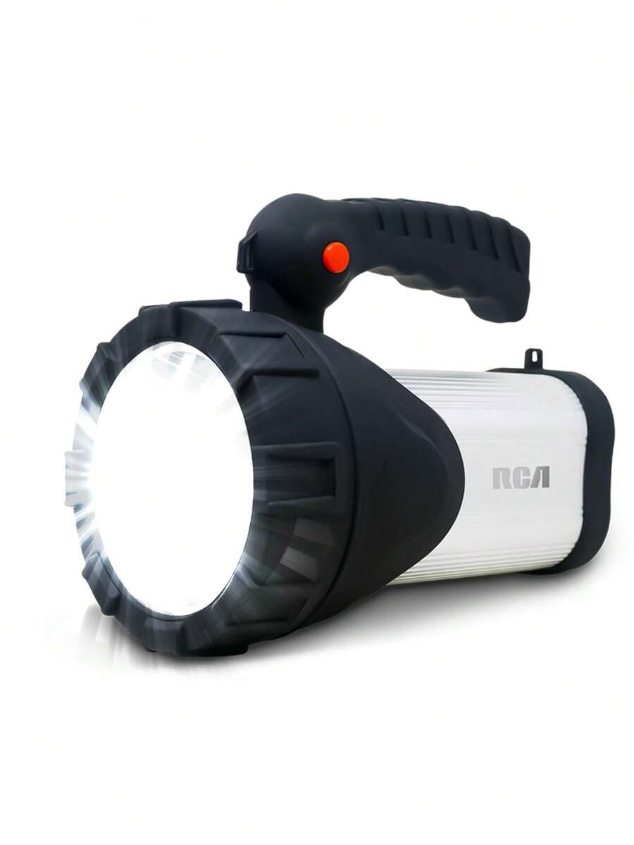 RCA Linterna LED Recargable de Alta Potencia, Lámpara de Mano Portátil para Camping y Senderismo, Reflectores de 550 lm y Luz Lateral de 300 lm, 4 Modos de Iluminación y Batería de 6,000 mAh RC-8600B - Blanco Frío - Ver 1