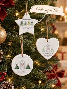 Dekorasi Rumah Baru Kustom, Dekorasi Natal Rumah Baru 2026, Natal Pertama Kami di Rumah Baru, Dekorasi Pohon Natal untuk Rumah Baru, Dekorasi Alamat - Label Gantung Keramik Natal Aneka Warna - View 1