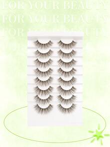 8 Pairs Natural Voluminous Brown Eyelashes, Multi-Layer Fluffy 5D 3D Curved Brown Eyelashes - Brown - View 2