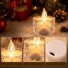 8Pcs Large Diamond-Pattern LED Crystal Candle. This Tea Light Is Perfect For Bedroom Decor During The Autumn And Winter Seasons. Y2K-Style Night Light. It Is Also Suitable For Halloween And Christmas Parties, Or As A Small Gift Or Toy. - Diamond-shaped Candle - View 10