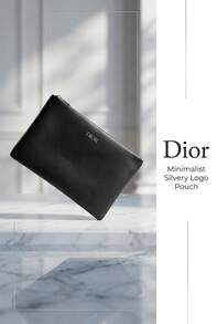 Dior Black Makeup Bag, Decorated With Iconic Brand Logo, Crafted From Premium PU Leather, Luxurious Texture. Pure Black Minimalist Appearance, Classic And Elegant, Unisex, Suitable For Daily Carry, Business Trips And Travel Storage. - Black - View 1
