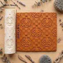 Halloween Series Soft Clay Texture Roller, Embossed Pattern Roller With Pumpkin, Ghost, Skull, Spider Web And Other Halloween Motifs, Polymer Clay Embossing Tool, DIY Handmade Earring Pendant Jewelry Making, Ceramic Air Dry Clay Embossing Roller, Handmade Clay Texture Carving Craft Tool, Clear 3D Embossing, Handmade Creative Decoration Prop - Halloween Series - View 17