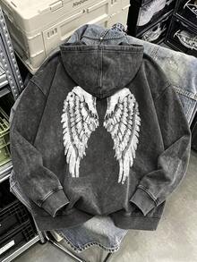 Sweat-shirt à capuche pour femmes avec ailes en strass & paillettes, sweat-shirt à capuche mignon pour femmes, vêtements d'automne pour femmes, sweat-shirt à capuche décontracté à manches longues avec poches - Noir - Voir 3