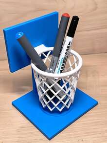 1pc Basketball Hoop Shaped Pen Holder, Creative PLA Desk Organizer With Mini Basketball Backboard & Net Design, Fun Decorative Pencil Cup For Pens, Pencils & Office Supplies, Unique Desk Decor Gift For Basketball Fans, Students And Sports Lovers - Multicolor - View 11