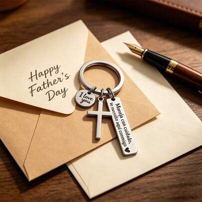Stylish Stainless Steel Key Ring Engraved Drive Safely I Need You Here With Me Cute Car Pendant Sweet Father's Day Gift For Dad Men Friends Keychain C