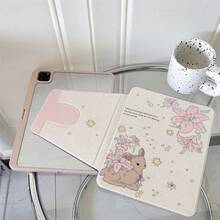 1件奶油白可愛鹿粉色百合星 inspirational 勵志語錄印花平板保護殼，適用於 iPad Air 6/5/4 & 10 (10.9 吋)、iPad Pro 2024、Air M3/A16 2025、 Galaxy Tab S9 FE/S8 Plus/S7/S10、OPPO Pad、 MatePad、Vivo Pad、Honor Pad、Xiaoxin Pad - 彩色 - 查看 3