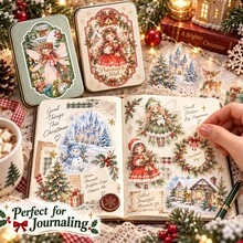 Christmas Box Series Tin Box Stickers, Christmas Theme Cute Girl Planner Stickers, DIY Decorative Stickers - Multicolor - View 8