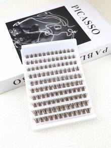 120 Clusters Brown Cat Eye Dense DIY Eyelashes, Segmented 3D Fluffy Curly Eyelash Extensions 8/16mm, Lightweight Comfortable Faux Mink Hair For Daily Home Makeup - D - View 6