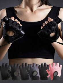 Adjustable Non-Slip Sports Gloves For Weightlifting And Cycling - Black Breathable Design, Suitable For High-Intensity Training, Fitness Accessory - A - View 3
