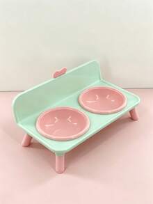 Pet Elevated Double Bowl Cat Feeding Bowl Dog Water Bowl Cute Fresh Candy Color Design Suitable For Small And Medium Dogs - Multicolor - View 6
