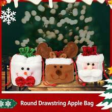 1pc Bestselling Gift Bag Candy Bag Decorative Faux Linen Old Man Apple Bag Drawstring Gift Bag, Holiday Gift - Multicolor - View 2